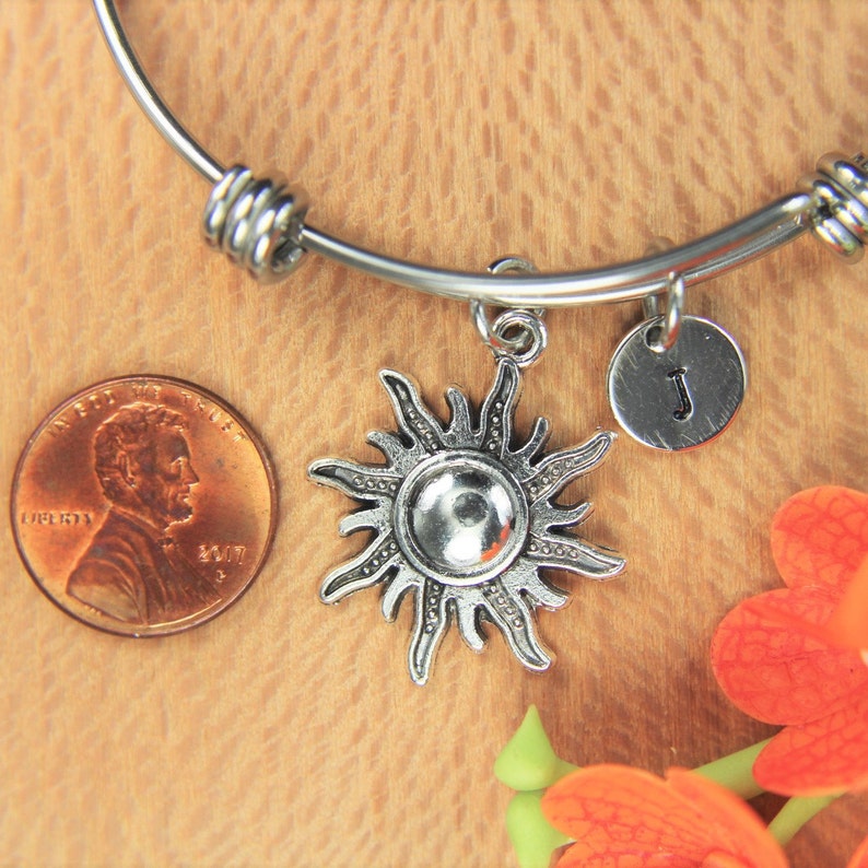 Purple Howlite & Glass Sun Charm Adjustable Beaded Bracelet