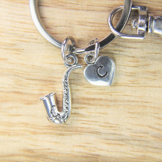 Music Gift Saxophone Keychain Saxophone Key Ring Silver Saxophone