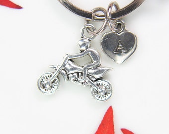 Silver Motorcycle Charm Keychain Dirt Bike Jewelry Motocross Gift Sport Gift Dirt Bike Gift Travel Gift Christmas Gift Personalized Gift
