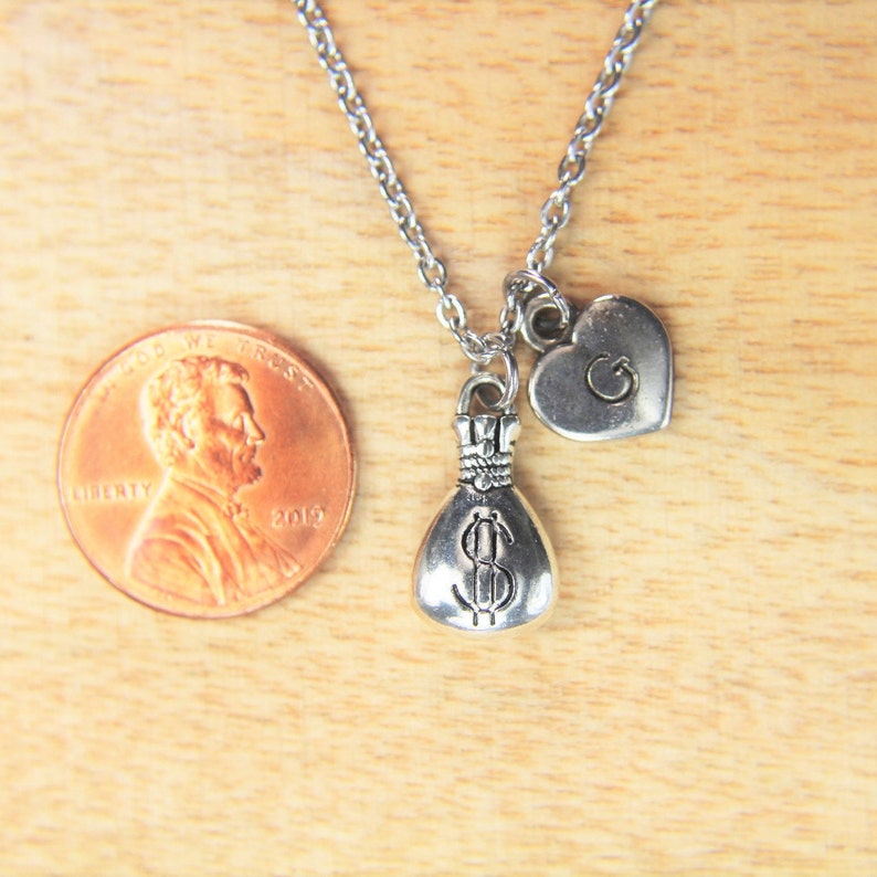 Money Bag Necklace Silver Money Charm Necklace Dollar Charm Etsy