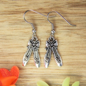 Dance Shoes Charm Silver Ballerina Charm Earrings Ballet Skirt Earrings Ballet Pendant Dance Shoes Gifts Birthday Gift Personalized Earrings
