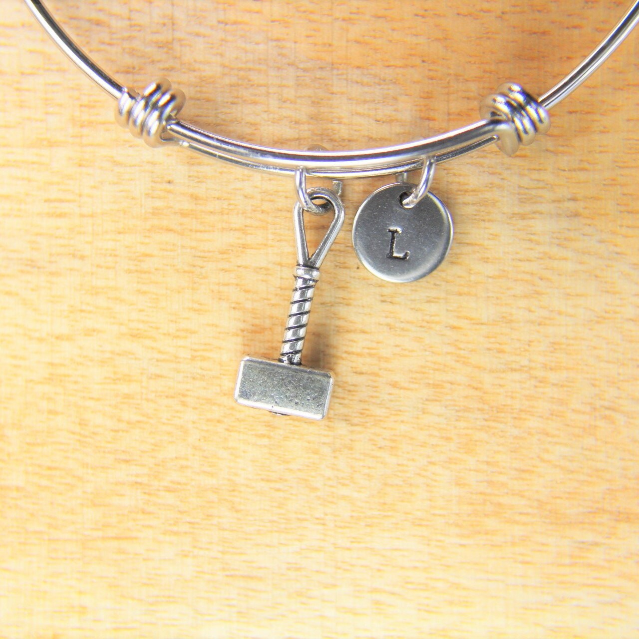 Hammer Bangle Silver Hammer Charm Bangle Judges Bracelet Etsy