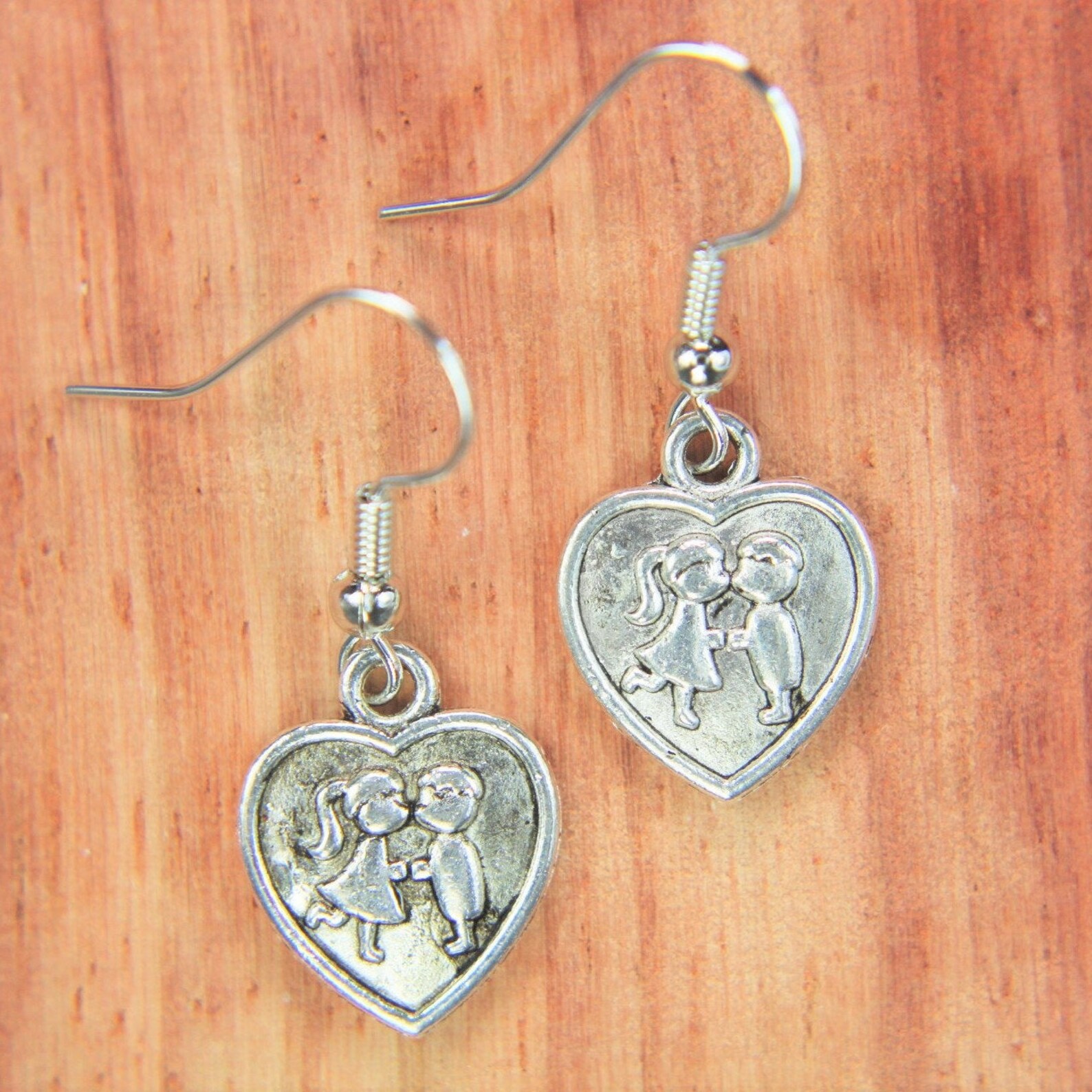 Boy and Girl Earring Silver Boy and Girl Charm Earring Boy and Etsy