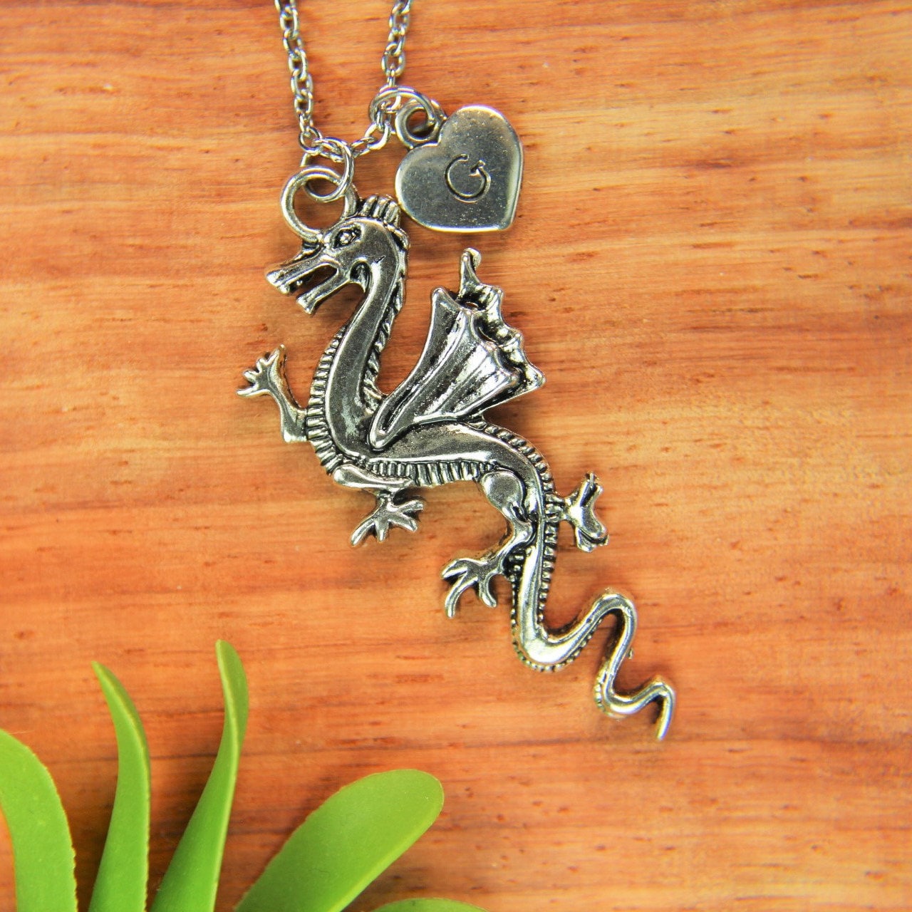 Dragon Necklace Silver Dragon Charm Necklace Animal Gift Etsy