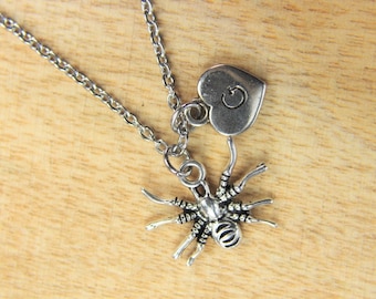 Spider Necklace Silver Spider Charm Necklace Halloween Gift Spider Charm Insect Gift  Outdoor Gift Personalized Necklace Initial Necklace