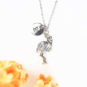 Christmas Gift Silver Flamingo Charm Necklace Flamingo Necklace Bird Gift Animal Charm Birthday Gift  Mother&#39;s Gift Personalized Gift