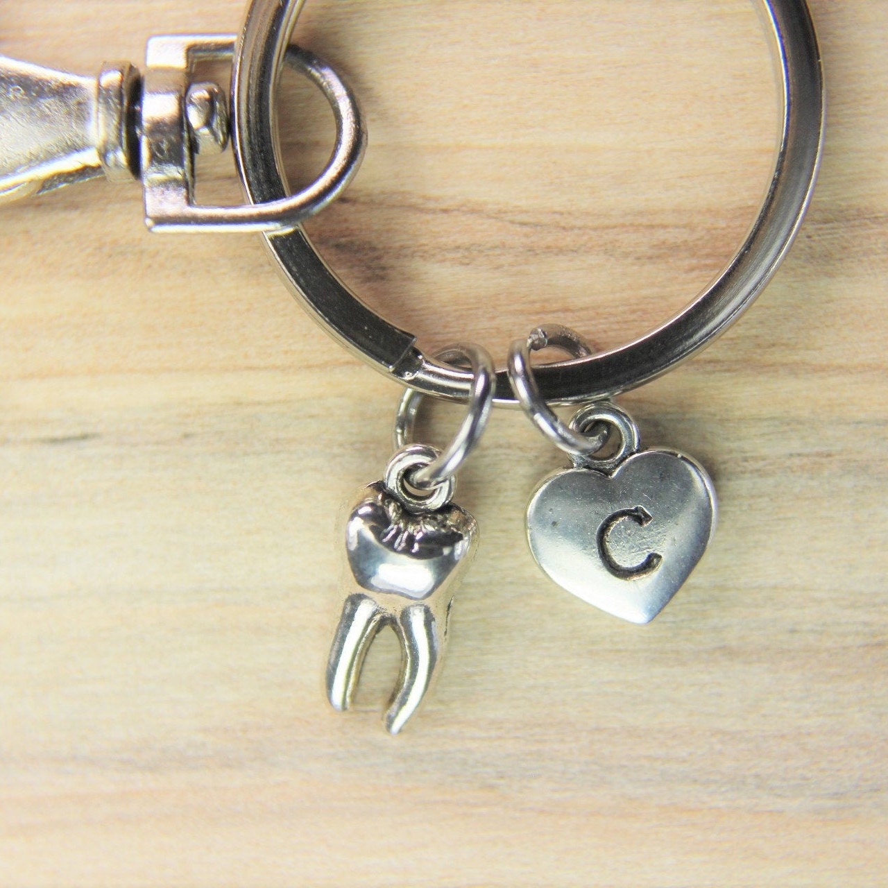 Silver Tooth Charm Keychain Tooth Charm Molar Charm Dental Etsy