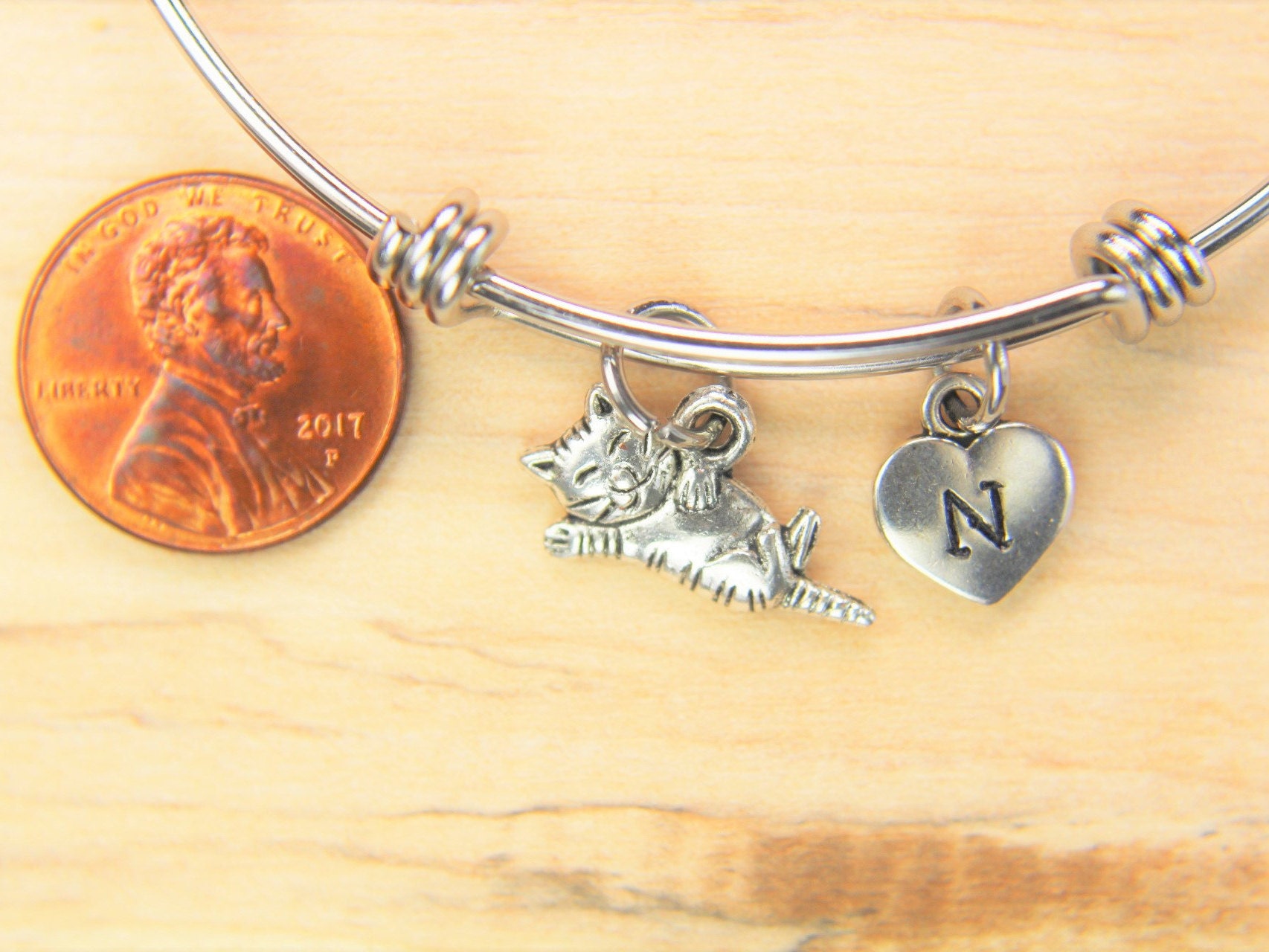 Best Christmas Gift Cat Bracelet Cat Bangle Cute Cat Charm Cat Etsy