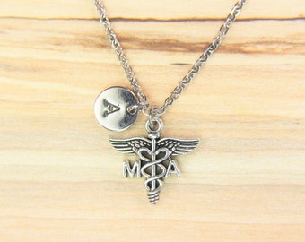 Medical  Assistant Necklace Medical Assistant Charm MA Mmedical Charm MA Graduation Gift  Personalized Necklace  Initial Necklace