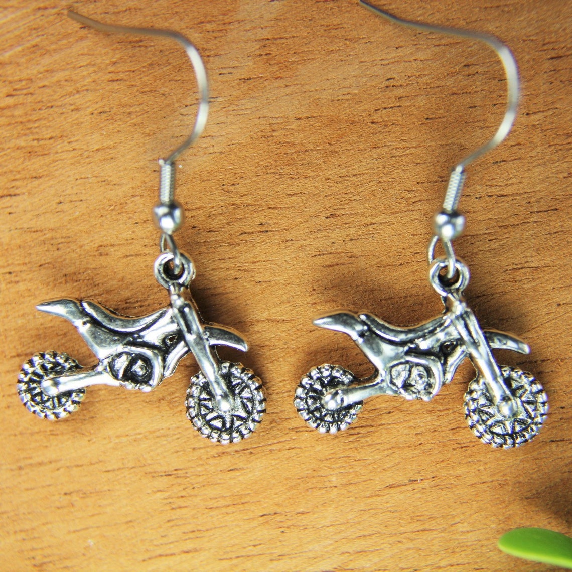 Dirt Bike Earrings Silver Motocross Rider Charm Earrings Etsy