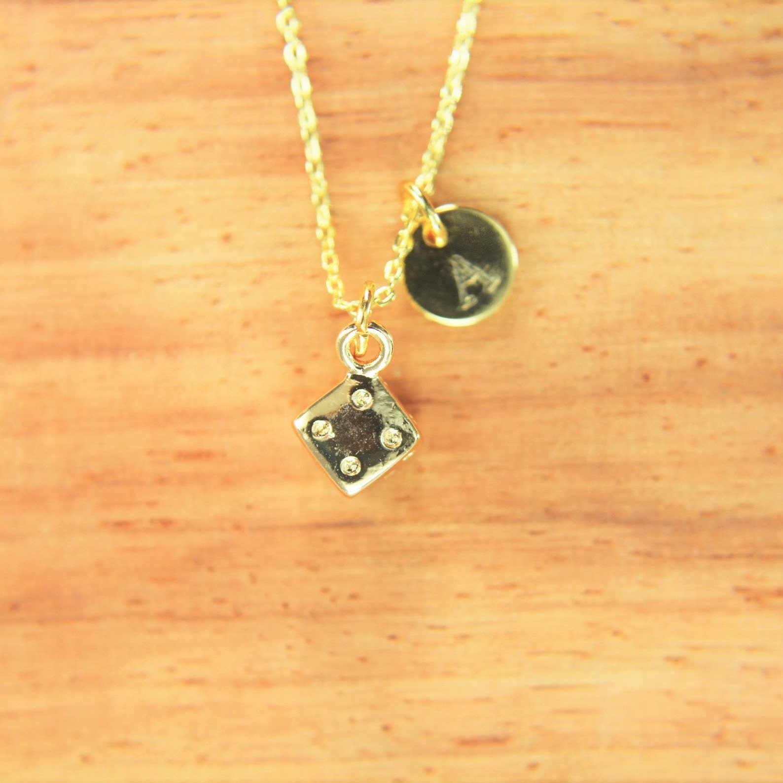 Dice Necklace Gold Plated Dice Charm Gambling Charm Lucky Dice Etsy