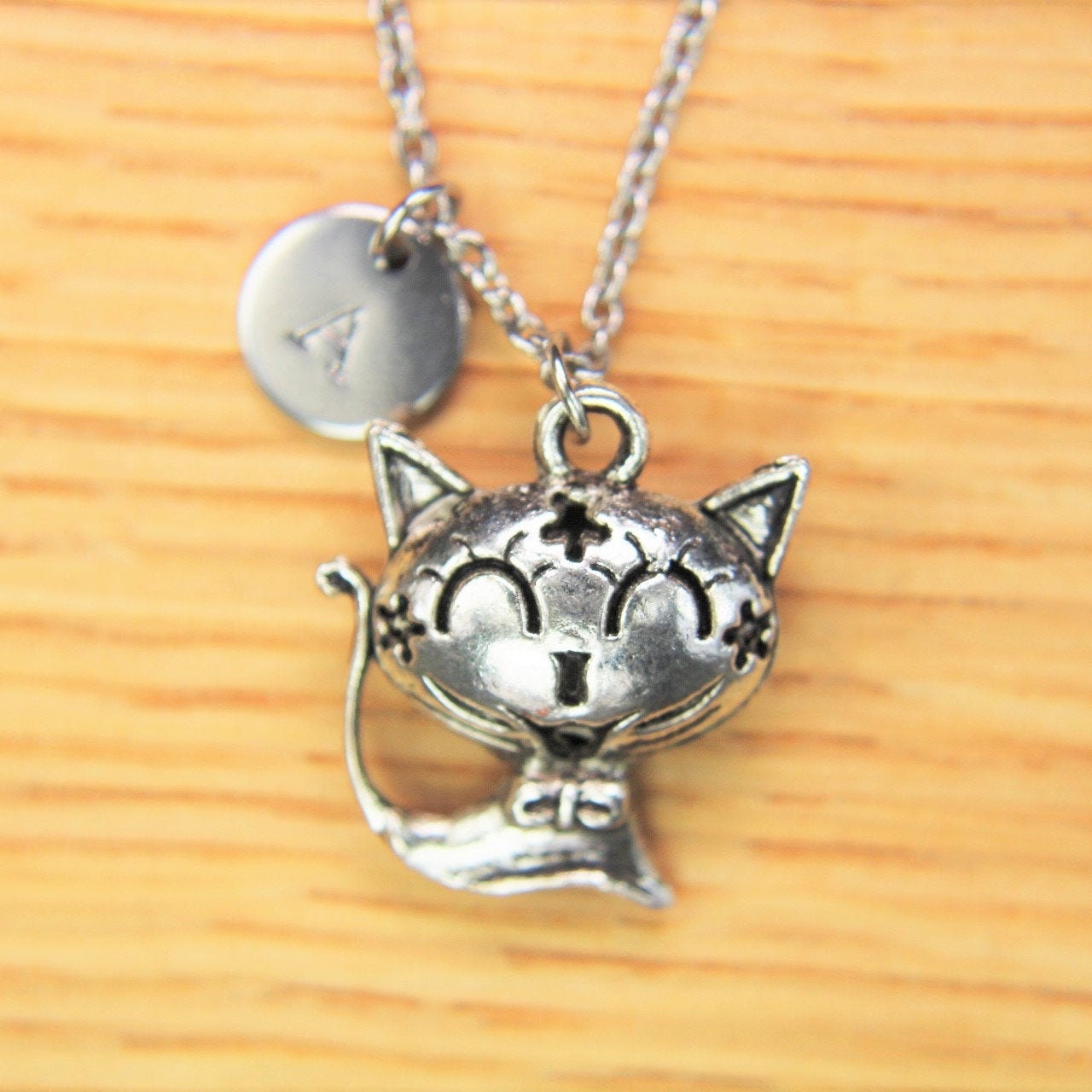 Cat Necklace Silver Cat Charm Necklace Cat Charm Cat Jewelry Etsy