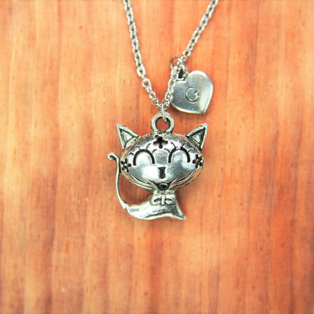 Cat Necklace Silver Cat Charm Necklace Cat Charm Cat Jewelry Etsy