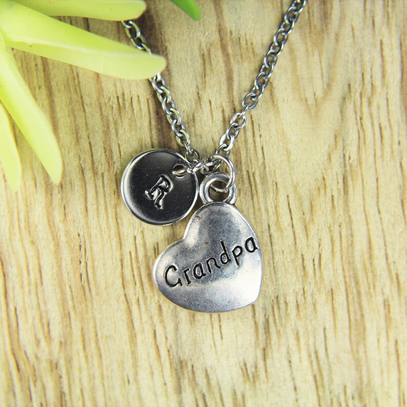 Grandpa Necklace Silver Grandpa Heart Charm Necklace Etsy
