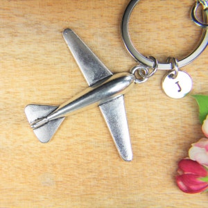 Silver Plane Charm Keychain Plane Charm Mom Gift Traveler Charm Travel Gift Outdoors Gift Personalized Keychain