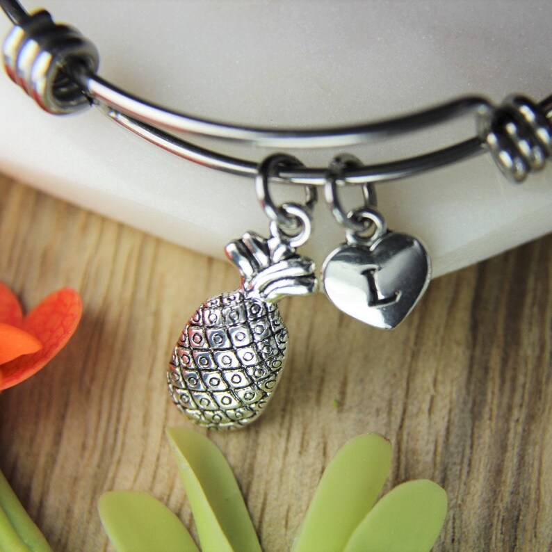 Pineapple Fruit Bangle Pineapple Charm Bracelet Pineapple Etsy