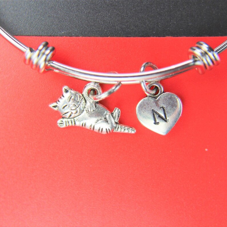 Best Christmas Gift Cat Bracelet Cat Bangle Cute Cat Charm Cat Etsy