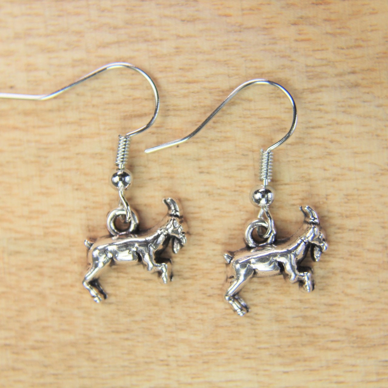 Goat Earrings Silver Goat Charm Earrings Goat Charm Goat Gift | Etsy