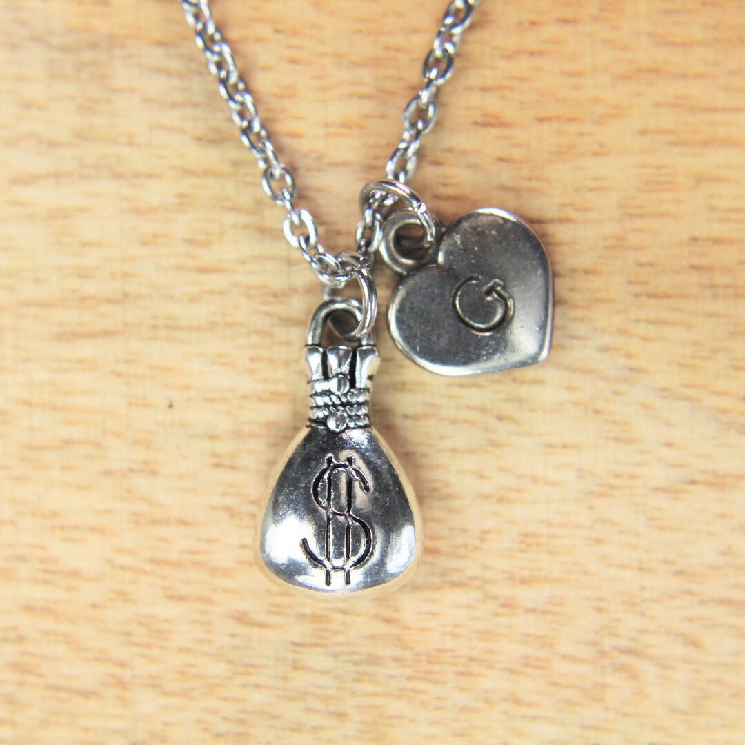 Money Bag Necklace Silver Money Charm Necklace Dollar Charm Etsy