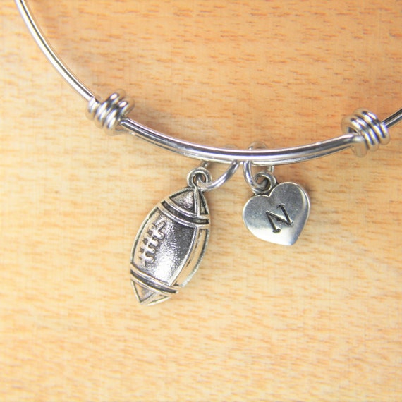 Rugby Charm Bracelet Silver Rugby Charm Bangle Football Gift Etsy