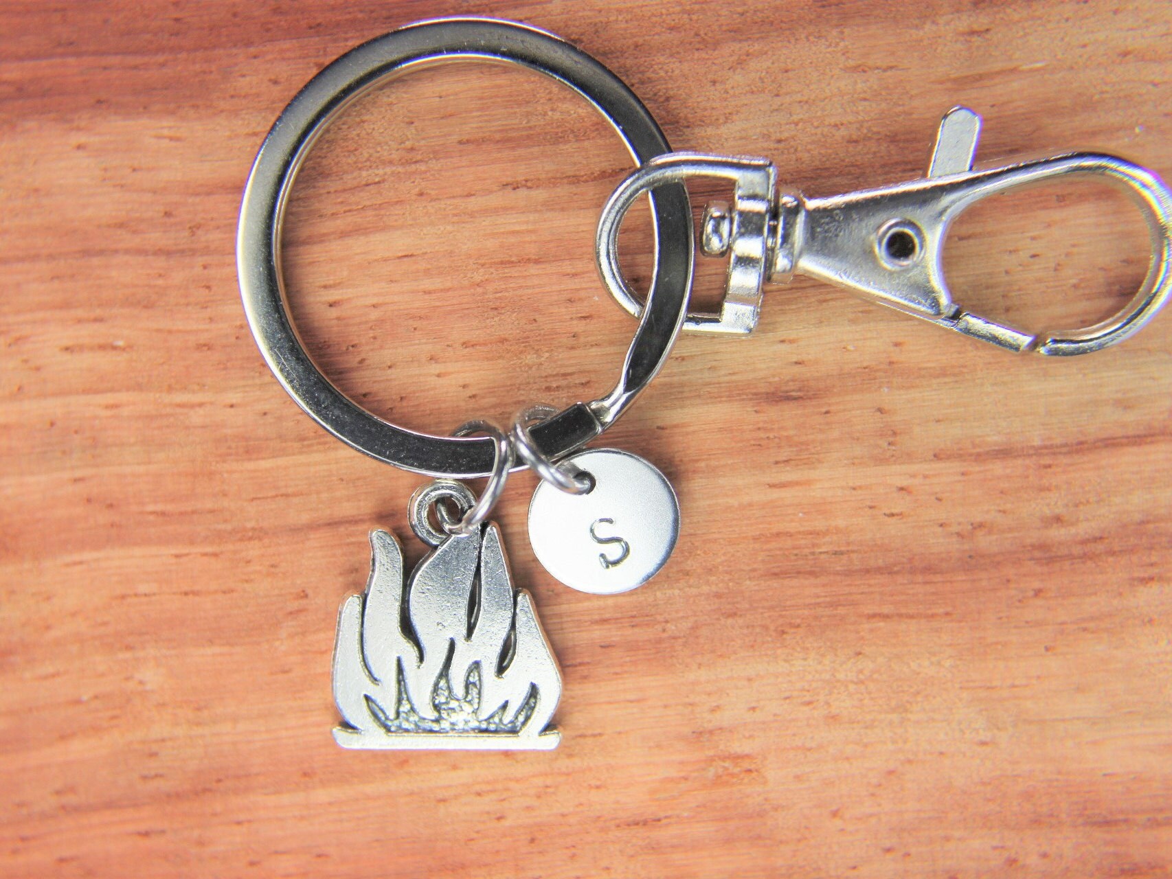 Silver Camp Fire Charm Keychain Flame Gift Adventure Gift Travel Gift ...