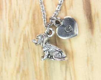 Dog  Charm Necklace  Silver Dog Charm Necklace Dog Gift Pet Gift  Animal Charm Necklace Initial Charm Initial Necklace