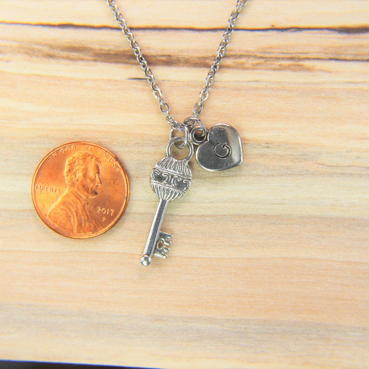 Skeleton Key Chain Silver Skeleton Key Charm Necklace Skeleton Etsy
