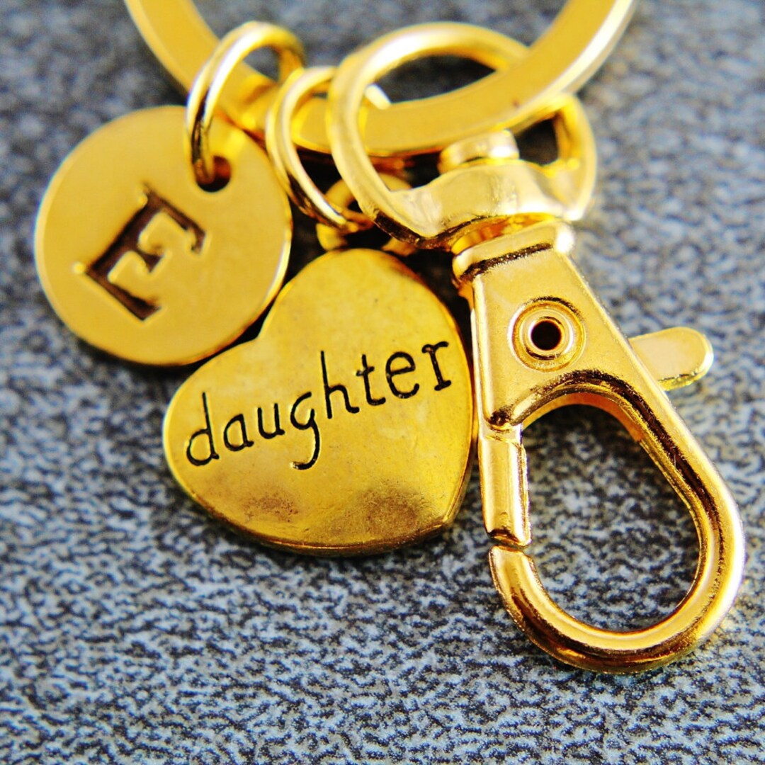 Gold Daughter Charm Keychains Daughter Keychain Daughter Etsy Nederland