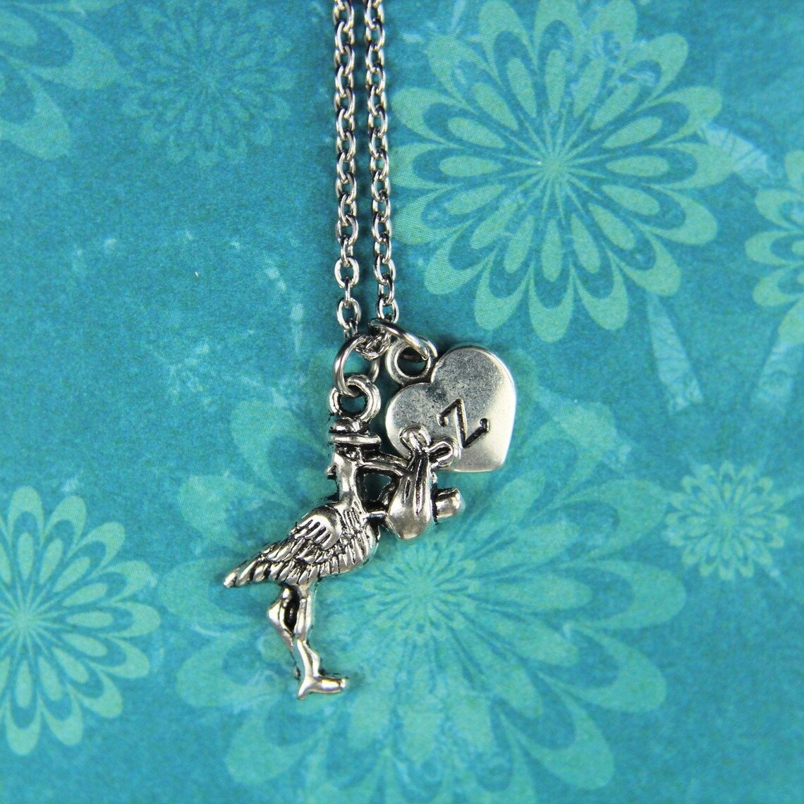 Silver Stork Charm Necklace Stork Necklace Stork Gift Bird Etsy UK