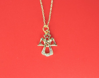 Mother's Gift Tiny Golden Angel Necklace Fairy Charm Valentine Gift Halloween Gift Angel Gift Mother Daughter Gift Personalized Gift