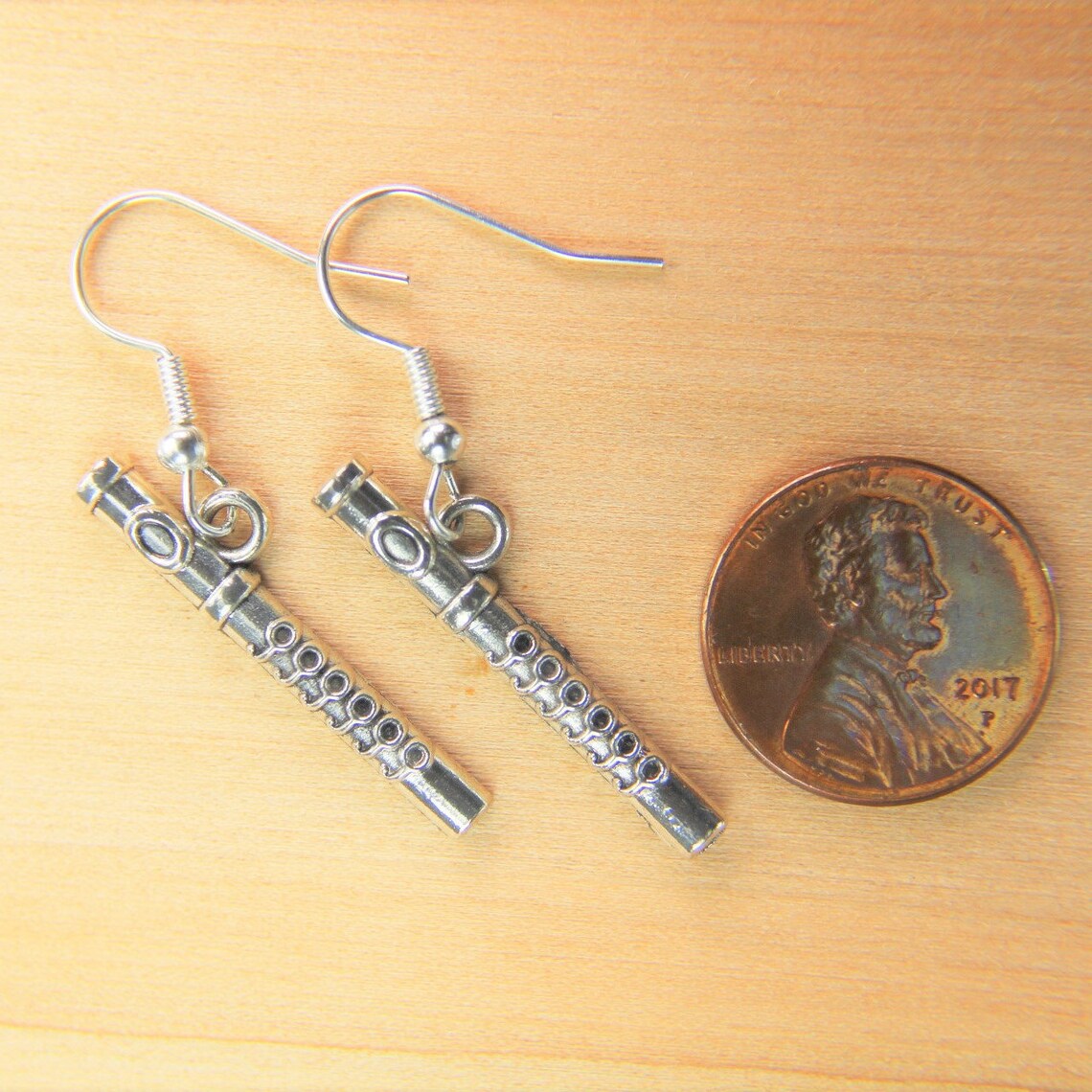 Flute Earring Silver Flute Charm Earring Bugle Gift Music Etsy