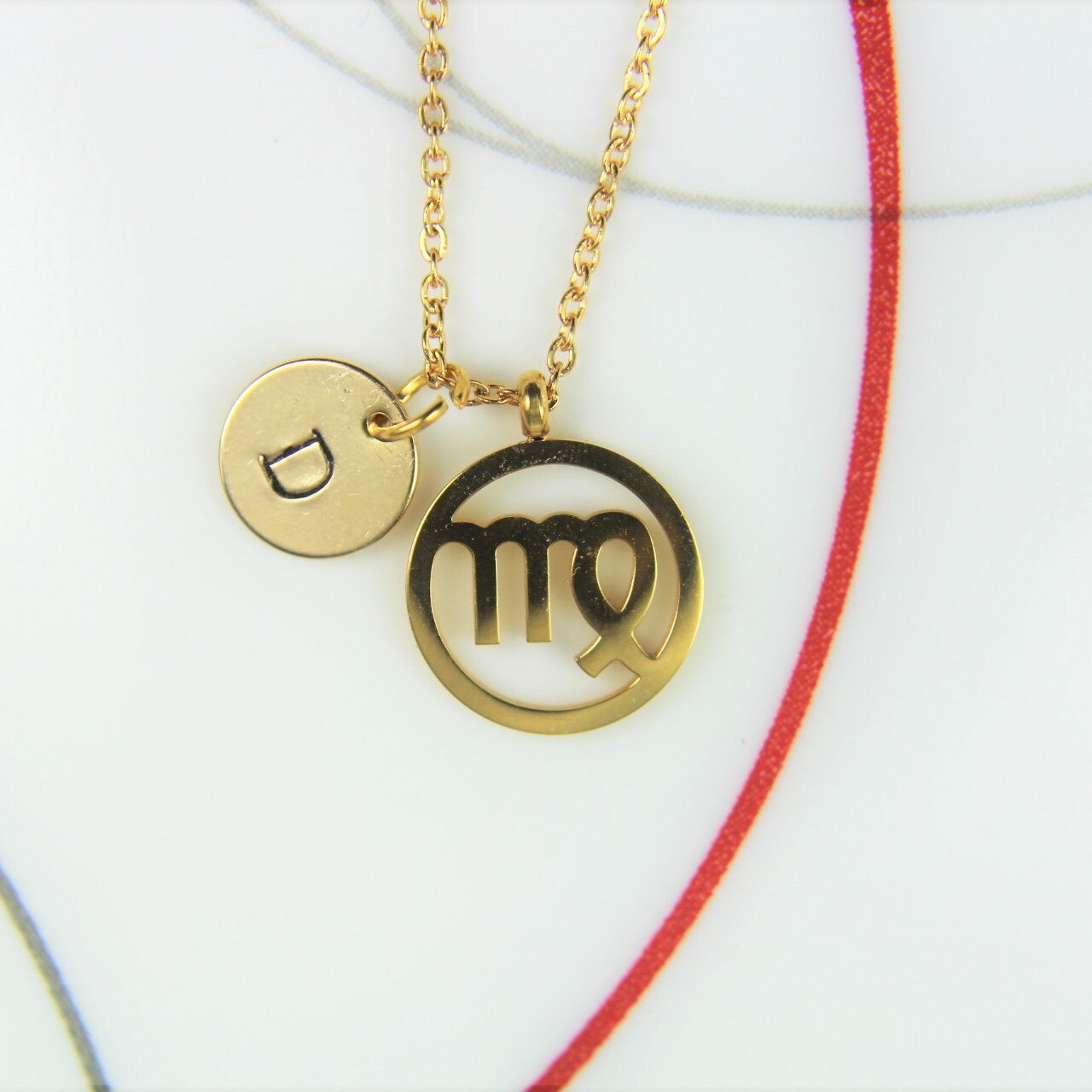 Gold Virgo Charm Necklace Virgo Sign of Zodiac Necklace Zodiac Etsy