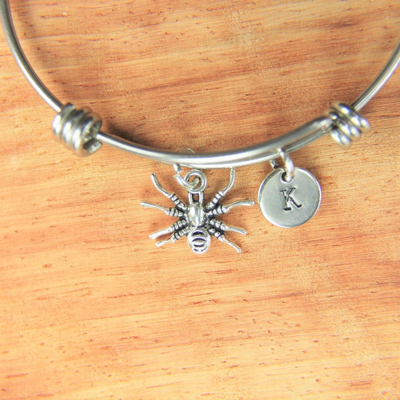 Spider Charm Bracelet Spider Charm Bangle Spider Charm Spider Etsy