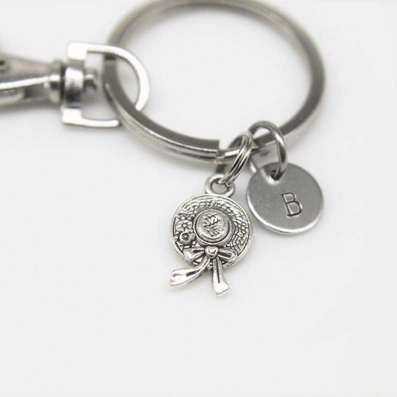 Silver Hat with Bowknot Charm Keyring Hat Keyring Hat with Bowknot Gift Hat Charm Hat Pendant Initial Charm