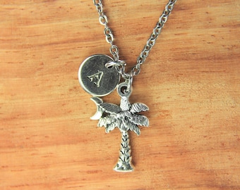 Silver Palm Tree Charm Necklace 