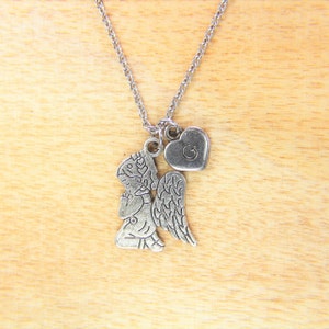 Silver Angel Wing Necklace Angel Wing Charm Praying Angel Pendant  Valentine&#39;s Gift Birthday Gift Personalized Necklace Initial Necklace