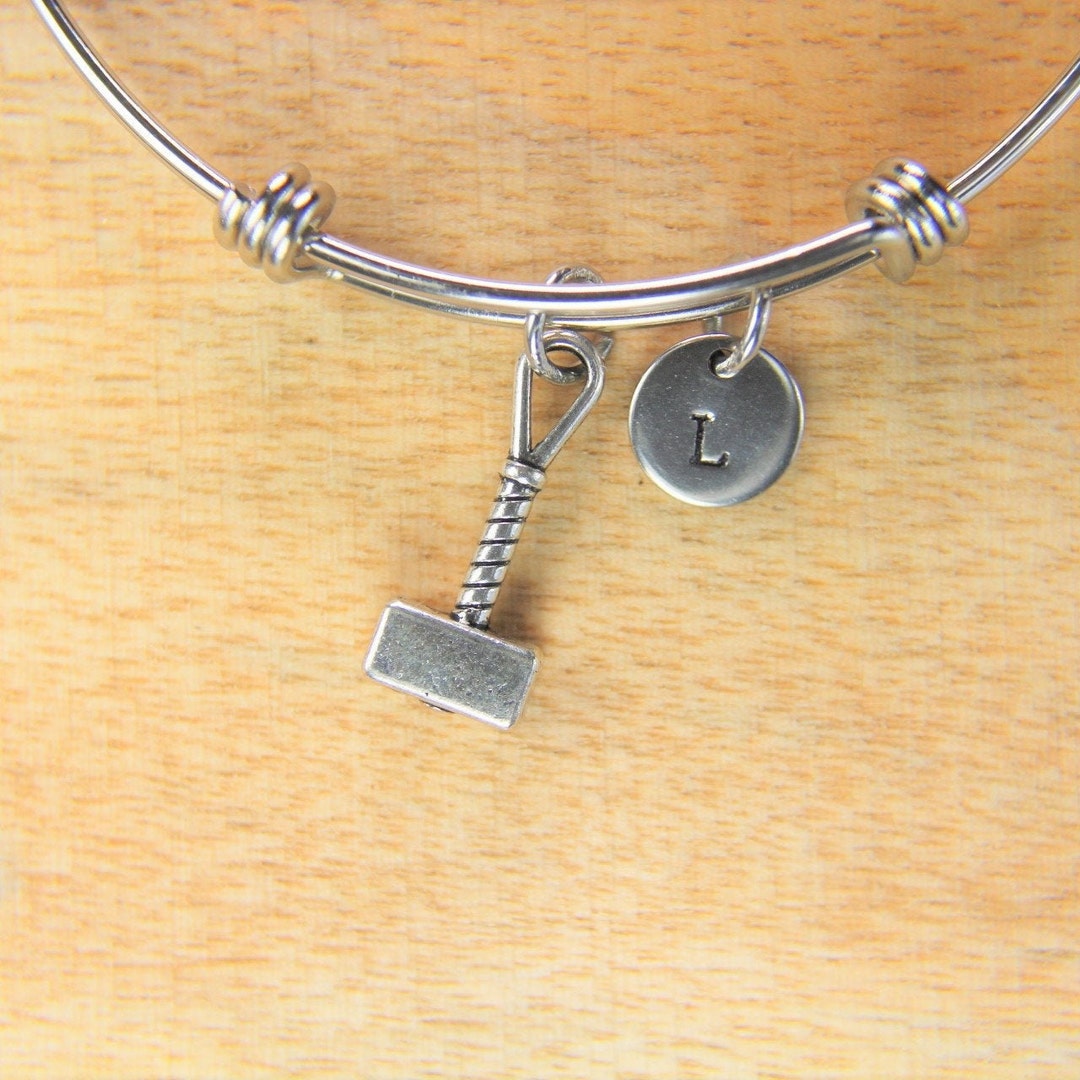 Hammer Bangle Silver Hammer Charm Bangle Judges Bracelet Hammer Charm