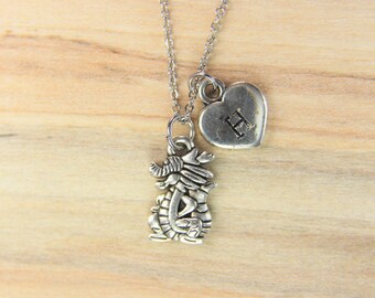 Tiny Dragon Necklace Silver Tiny Dragon Charm Necklace Dragon Charm Dragon Pendant Dragon Gift  Personalized Necklace Initial Charm