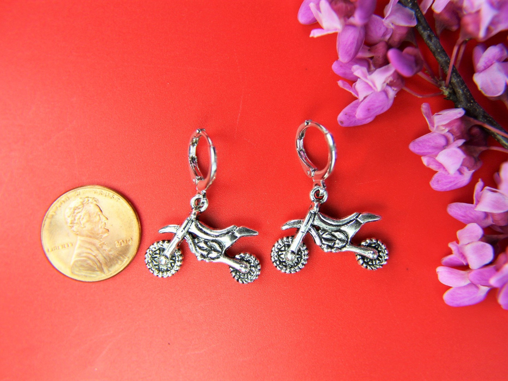 Dirt Bike Earrings Silver Motocross Rider Charm Earrings Etsy UK