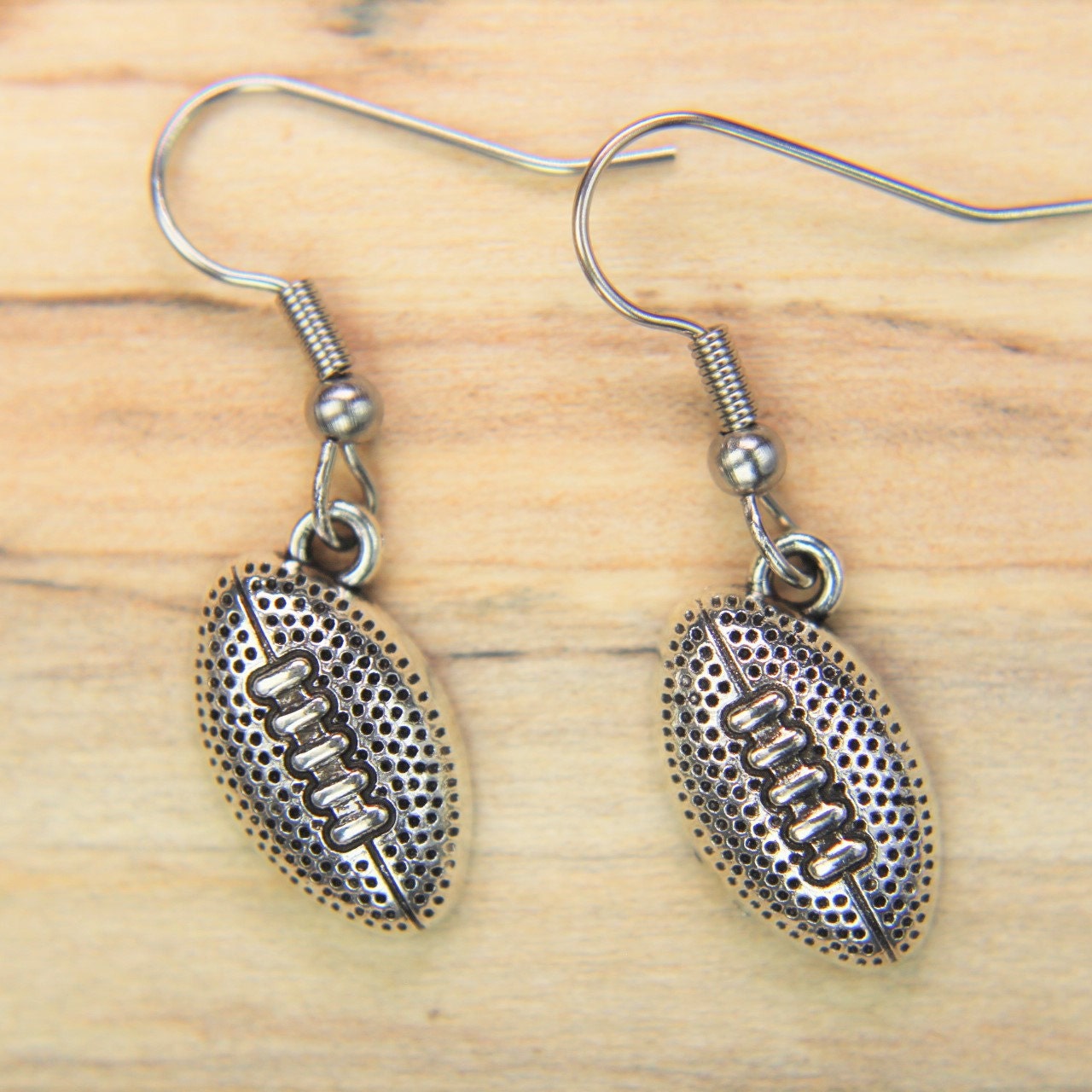 Silver Football Player Charm Earrings Hobby Earrings Football Etsy