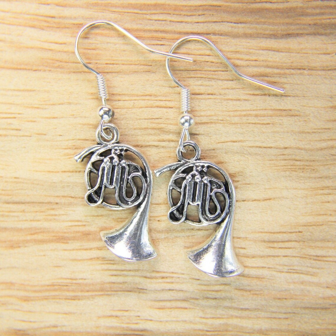 Double French Horn Earrings Silver French Horn Earrings French Etsy