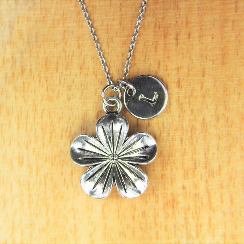 Plum Blossom Charm Silver Plum Blossom Necklace Flower Charm - Etsy