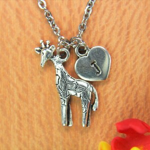 Giraffe Necklace Silver Giraffe Charm Necklace Animal Gift  Giraffe Jewelry Christmas Gift Outdoors Gift Personalized Gift  Initial Necklace