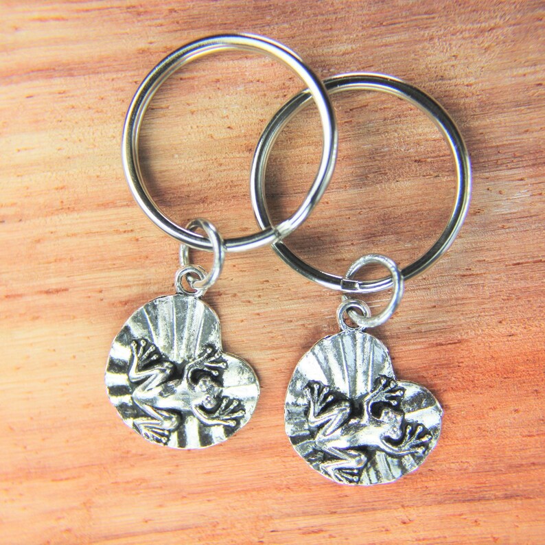 Set of 2 Frog Charm Keychain Silver Frog Charm Keychain Frog Etsy
