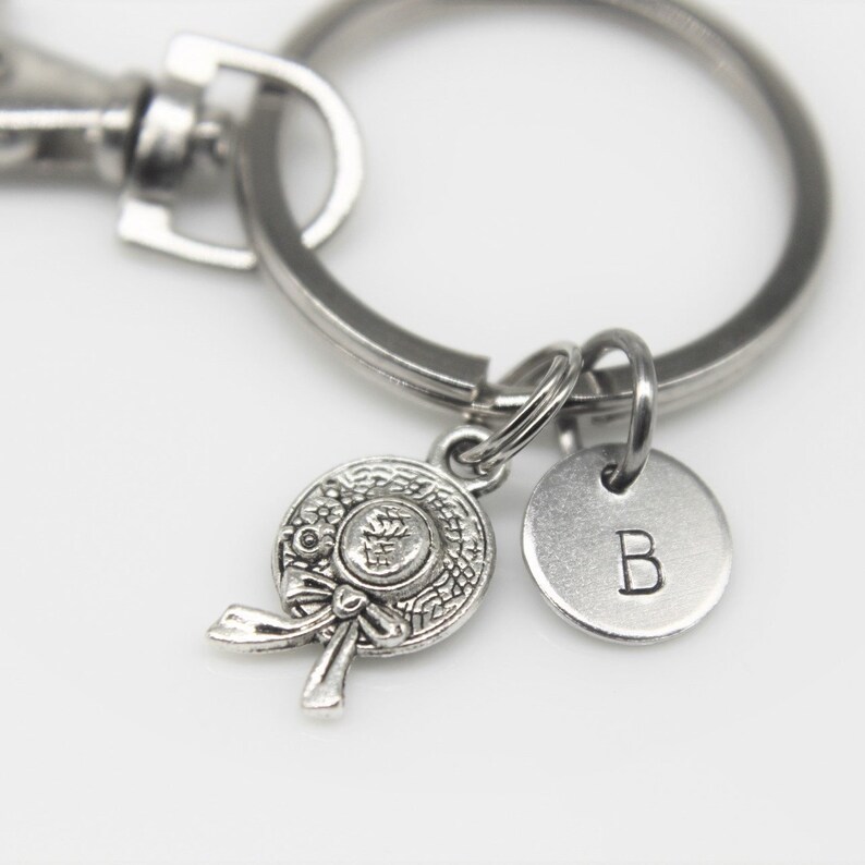 Silver Hat with Bowknot Charm Keyring Hat Keyring Hat with Bowknot Gift Hat Charm Hat Pendant Initial Charm