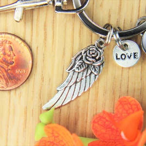 Angel Wing with Flower keychain Angel Wing Gift Valentine's Day Gift Mother's Day Gift Wing Pendant Love Gift Personalized Keychain image 7