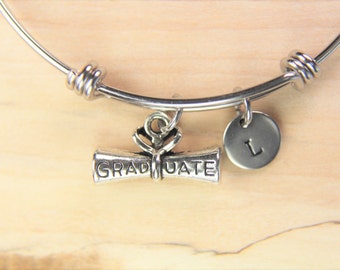 Graduate Gift Graduate Bangle Graduate Bracelet Degree Charm  Diploma Gift Graduate Pendant Personalized Gift Coworker Gift