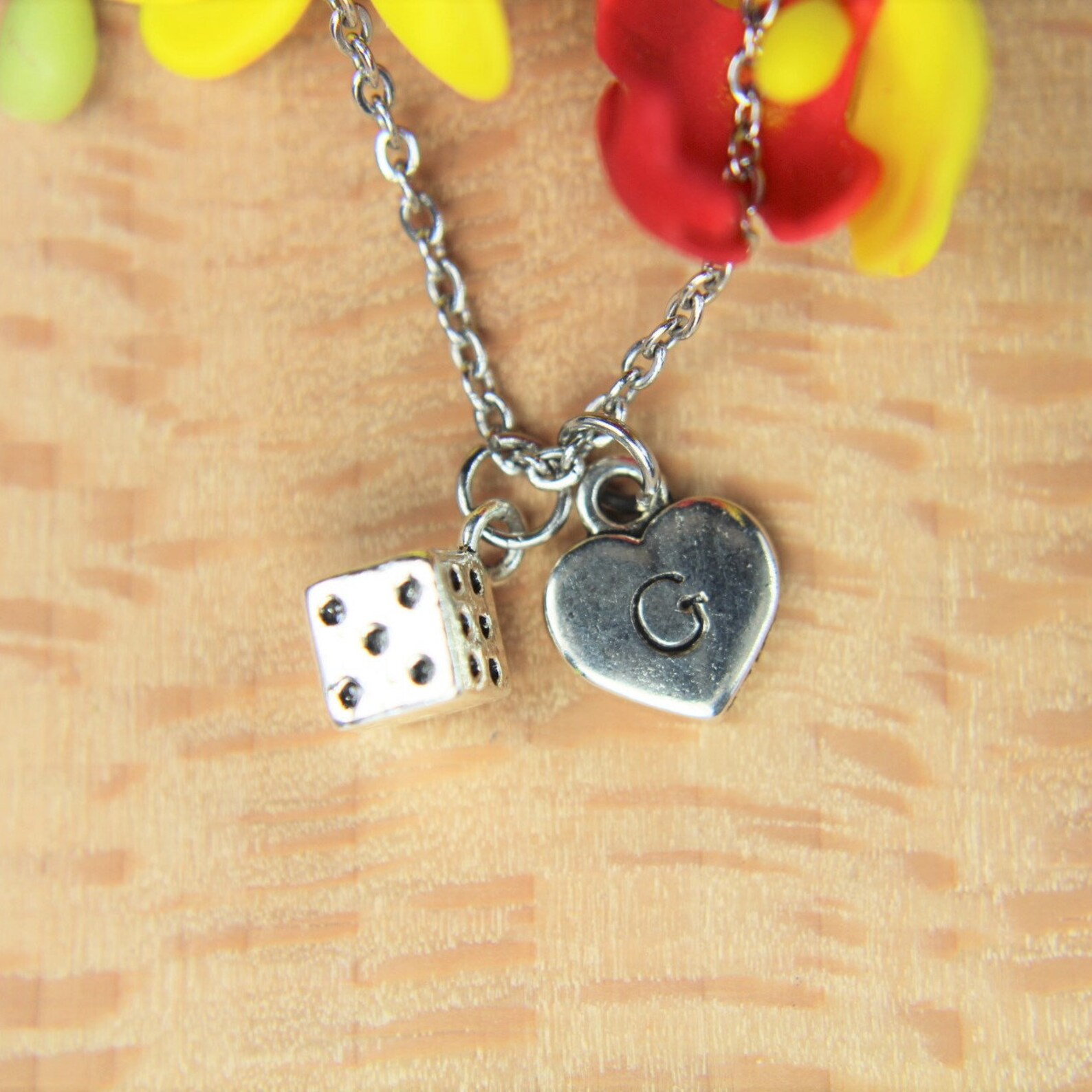 Dice Necklace Silver Dice Charm Necklace Gambling Pendant Etsy