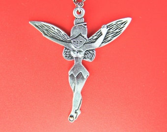 Silver Fairy Angel Charm Necklace Faerie Charm Valentine Gift  Halloween Gift  Angel Gift Mother Daughter Gift Personalized Necklace