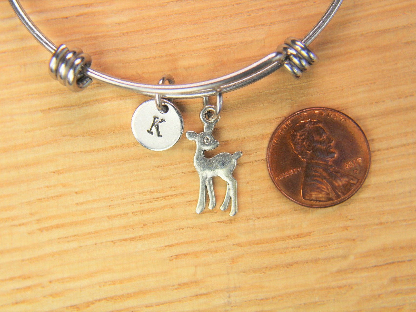 Silver Deer Charm Bangle Bracelet Deer Bracelet Deer Bracelet Etsy